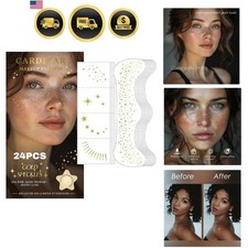 Gold Glitter Freckles Face Tattoos Waterproof Sparkle Patches for Women