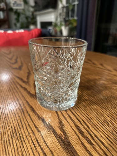 Libbey Hobstar Heavy Whiskey Glass Low Ball Tumbler 4" Tall