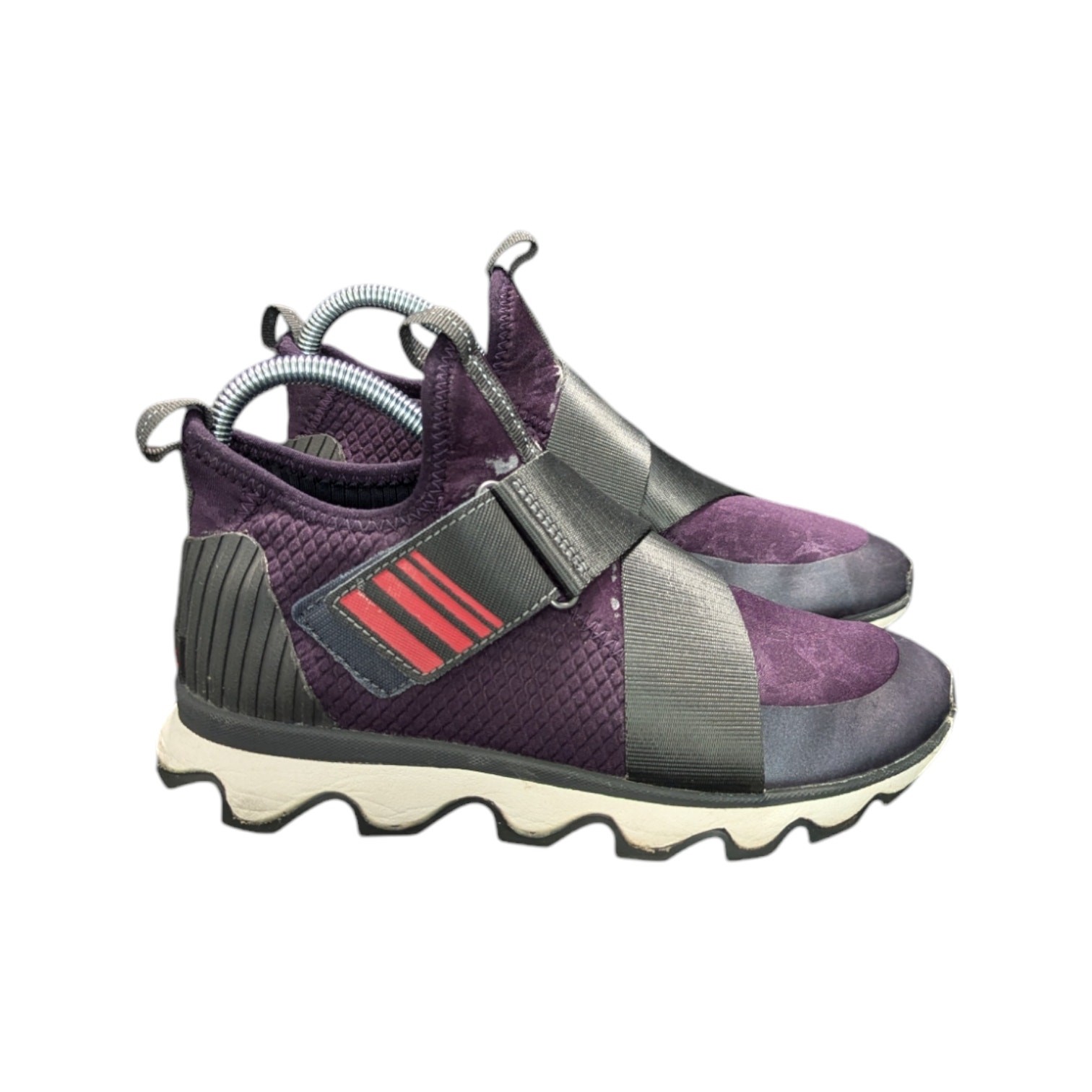 SAOLA Sneakers Sorel Kinetic viola prugna scura suola smerlata cinturini elasticizzati donna 6