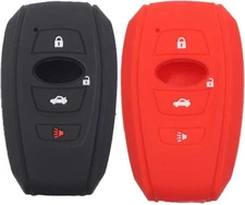 2Pcs Silicone 4 Buttons Smart Key Fob Skin Cover Case Protector black red