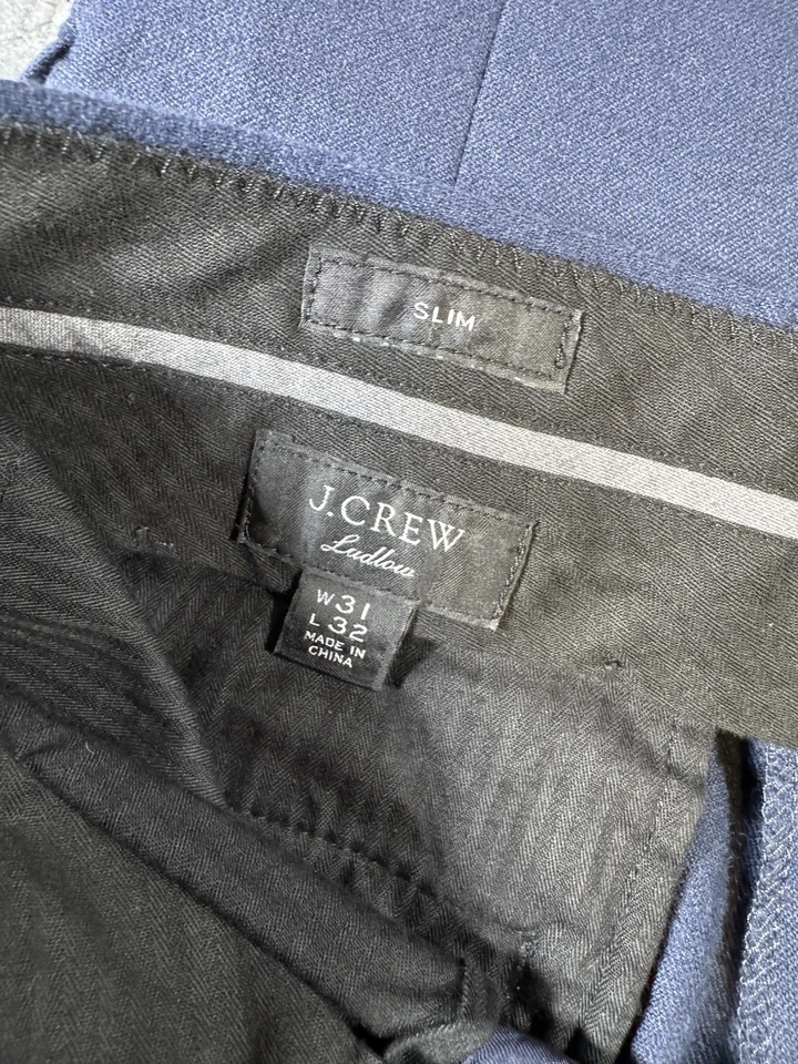 J.CREW Suit Ludlow Men's 36S 31/31 Slim Blue Worsted With Cotton England Moon - Image 3 of 4
