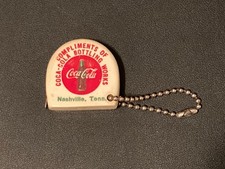 Vintage Coca-Cola Bottling Works Nashville TN Retractable Tape Measure Key Chain
