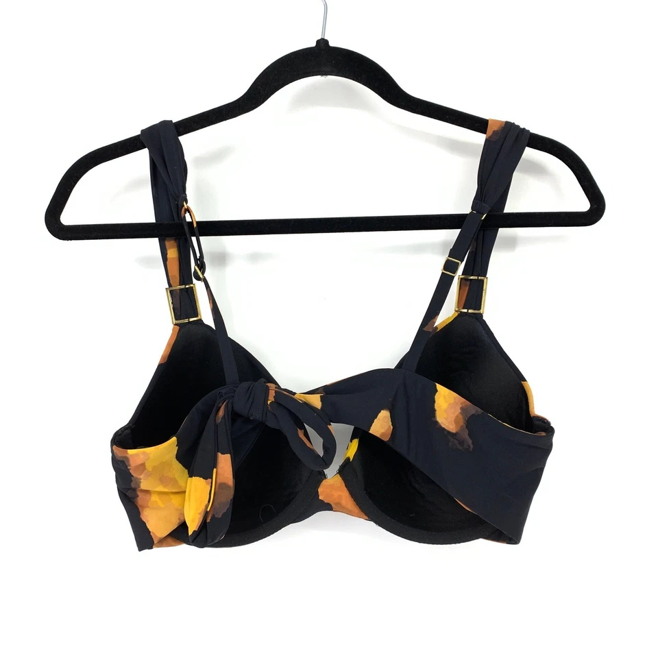 Top de natación para mujer Natori talla 36D acolchado con aros push up estampado negro/naranja Foto 2 de 4