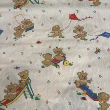 Vintage Dundee Mushroom Snail Teddy Bear Crib Sheet 80s Baby