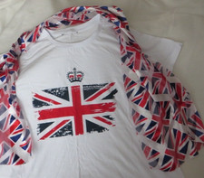British Union Jack Flag printed Ladies size 24 T Shirt + Scarf - VE/VJ Day
