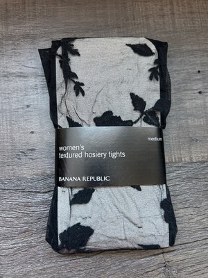 Banana Republic VintageTextured Hosiery Tights Black floral or Sheer Striped New