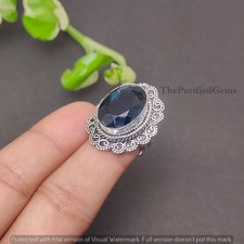 Exotic London Blue Topaz 925 Sterling Silver Plated Handmade Ring Jewelry Gift