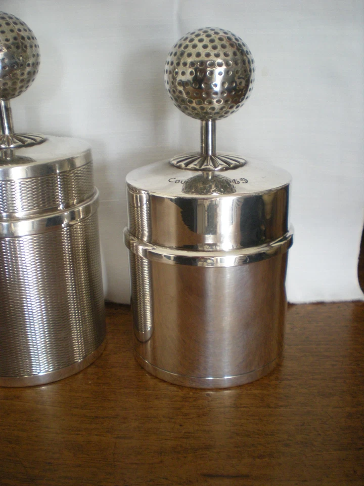 3 pots métal argenté anglais coupe VAT 69 de golf années 70 3 poinçons - Photo 3/4