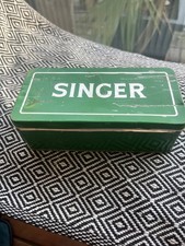 Vintage SINGER Blechdose Gr&uuml;n | N&auml;hmaschinen Zubeh&ouml;r Box | Metal Tin | Shabby