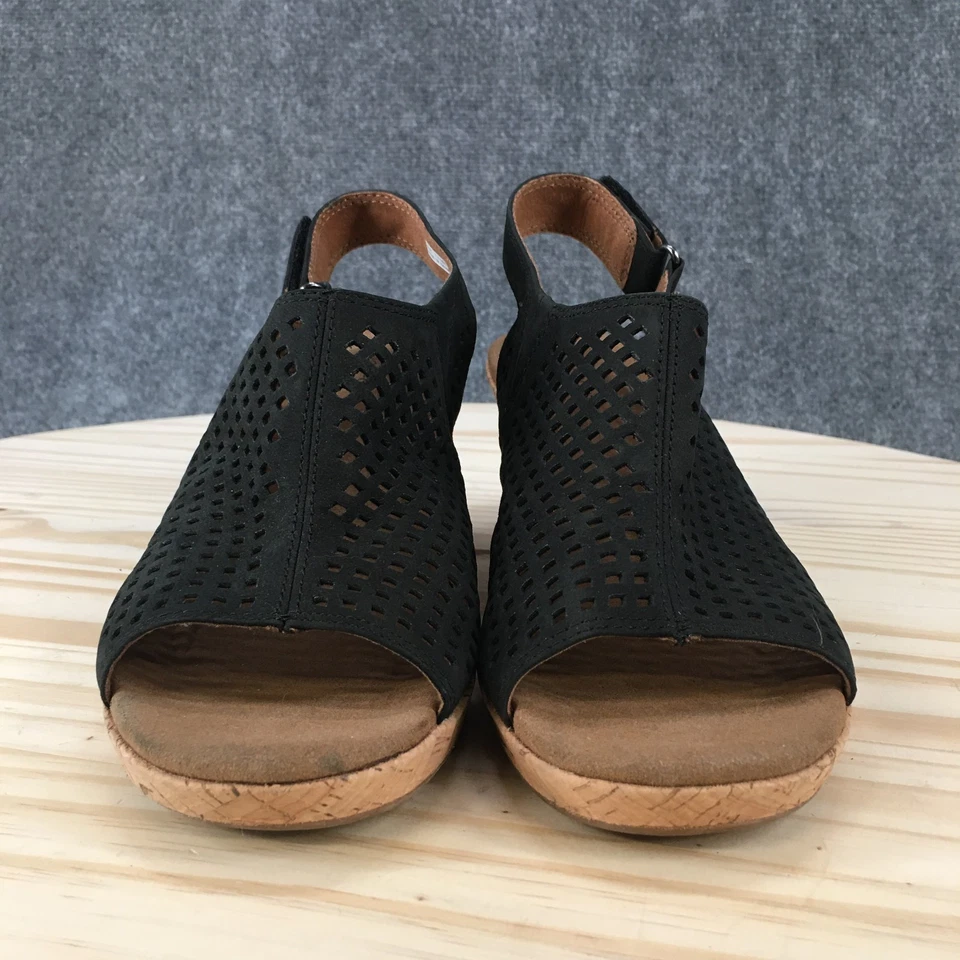 Rockport Sandals Womens 7.5M Black Briah Slingback Black Leather Wedge BX1987 - Image 4 of 4