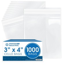 - 3" X 4" 1000 Count Resealable Adhesive Crystal Clear Cello Poly Bags for ...