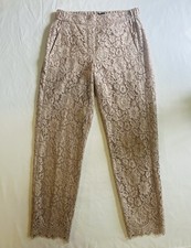 J.Crew Women's Lace Easy Pants Size 2 Faded Teak Tan Floral Trousers Lined 128