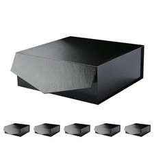 6 Gift Boxes with Lids 9x9x3.4 Inches, Black Groomsmen Proposal Boxes with Ma...