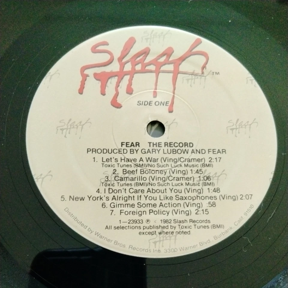 FEAR LP. THE RECORD.  1982 Slash Records 23933-1. - Image 3 of 4