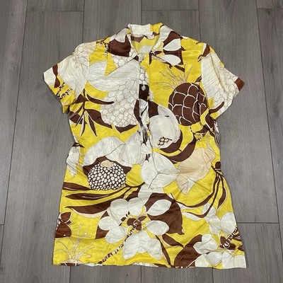 Vtg 50s Miami Originals Funky Psychedelic Half Button Down Shirt Retro Sz MD