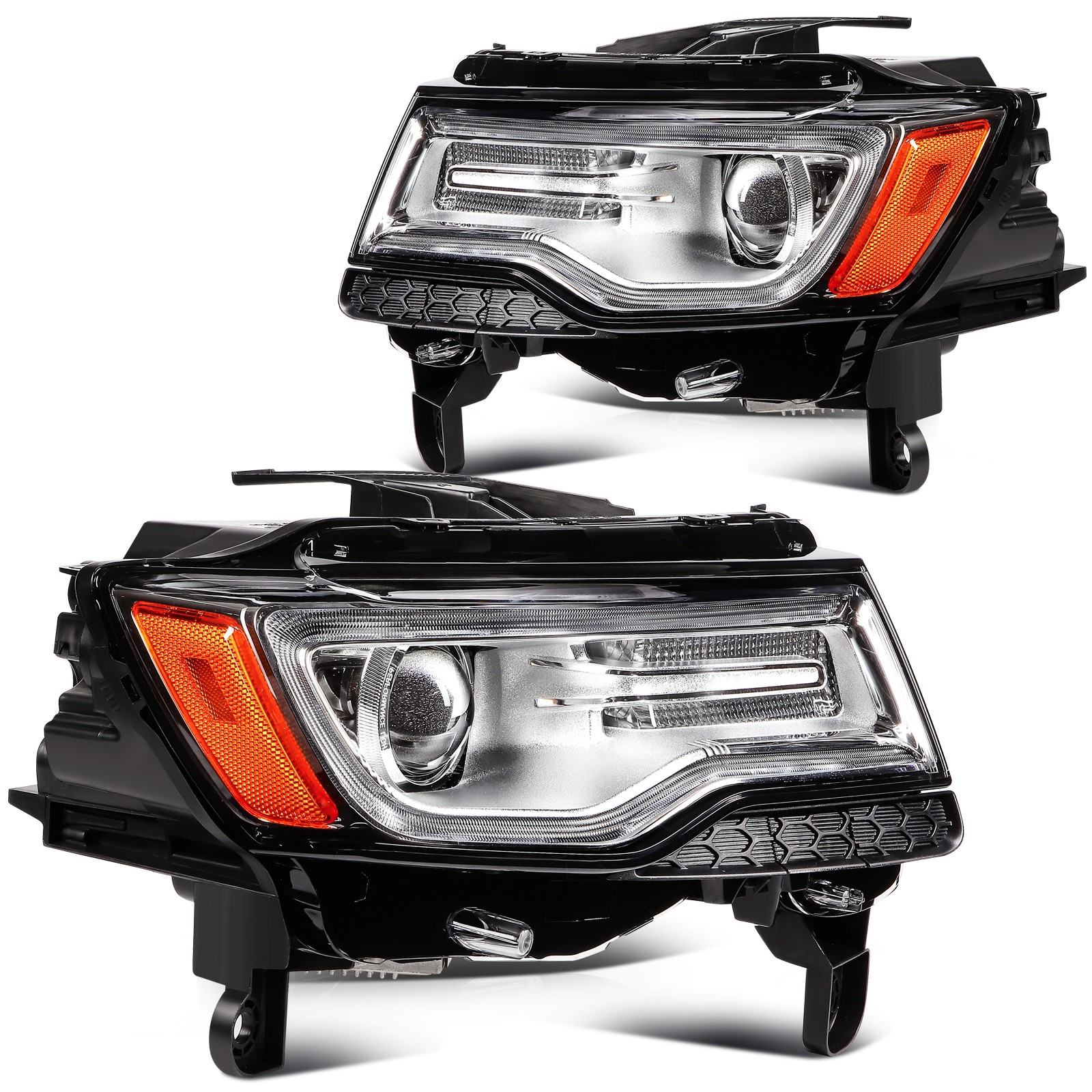 Pair [LED DRL Type] HID Headlights For Jeep Grand Cherokee Altitude 2014-2015