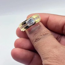 1.5 Ct Men's Lab-Created G/VS Diamond Wedding Band Ring in 10K Yellow Gold