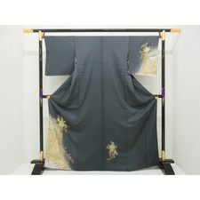 Authentic Visiting kimono, gold leaf Yuzen gradation dyeing. 260-007-507-7372