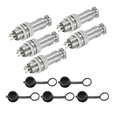 5Pcs 5 Pin Aviation Connector 300V 5A 16mm Metal Circular Connectors, Silver