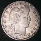 1901 25C Barber Quarter XF/AU