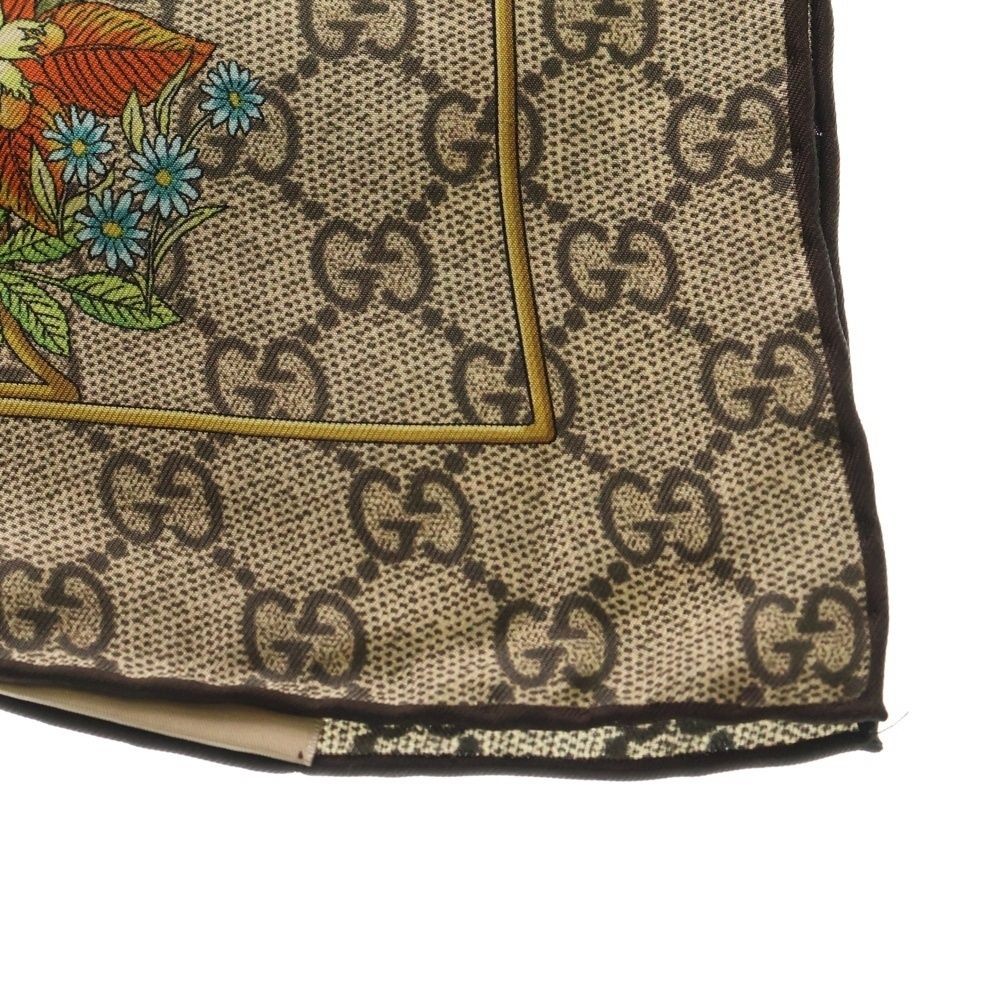 Auth GUCCI GG Pattern Twill Scarf Stole 100％ Silk Brown MultiColor from japan thumbnail 3