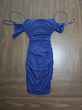 Windsor Floral Sequin Mesh Strappy Mini Dress Womens Off Shoulder XS