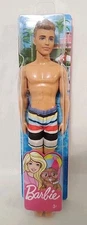 Barbie Ken Doll in Beach Clothes Shorts Hair Brown Male, Mattel Toy Figure