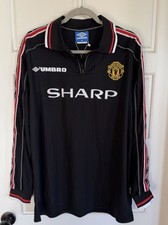 Umbro Football Shirt Manchester United Long Sleeve Black 2XL