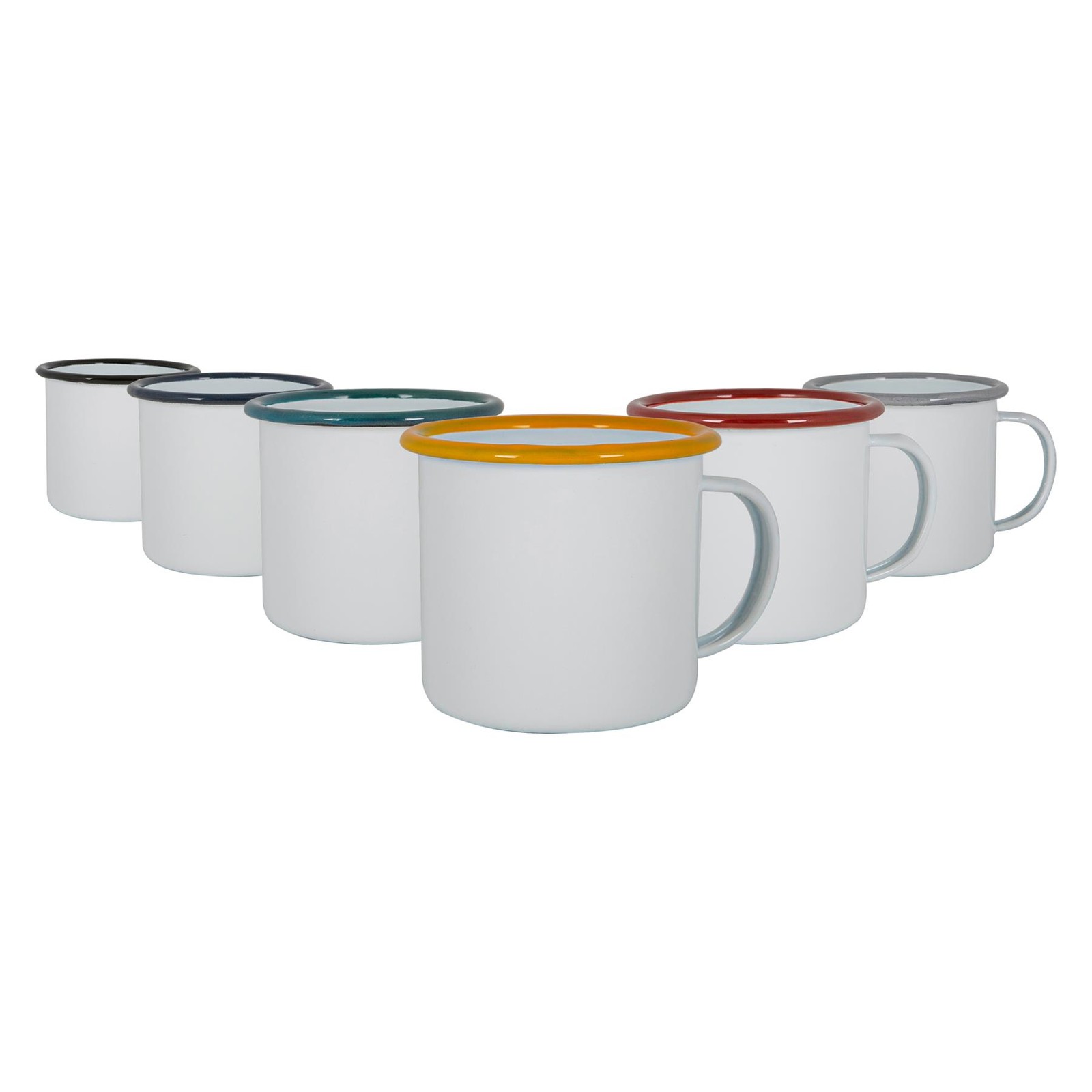 B&Q -  375Ml Enamel Mugs Set6 Rim ColoursMetal Drinking Cups Coffee Teacup Mug Set HotCold Drinks Cups - Image 3