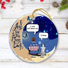 Personalized Dog Moon Memorial Ornament - Man With Up to 4 Dogs - Gift For Dog L
