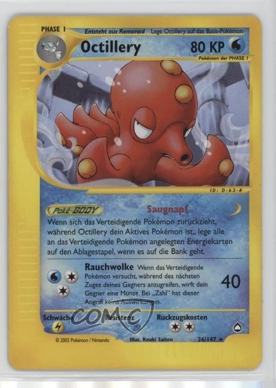 Octillery German Reverse Foil Pokemon e-Card Series Aquapolis #26 2003
