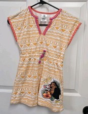 Moana Swimsuit Coverup Girl's Size 5/6 Embroidered Short Sleeves Disney