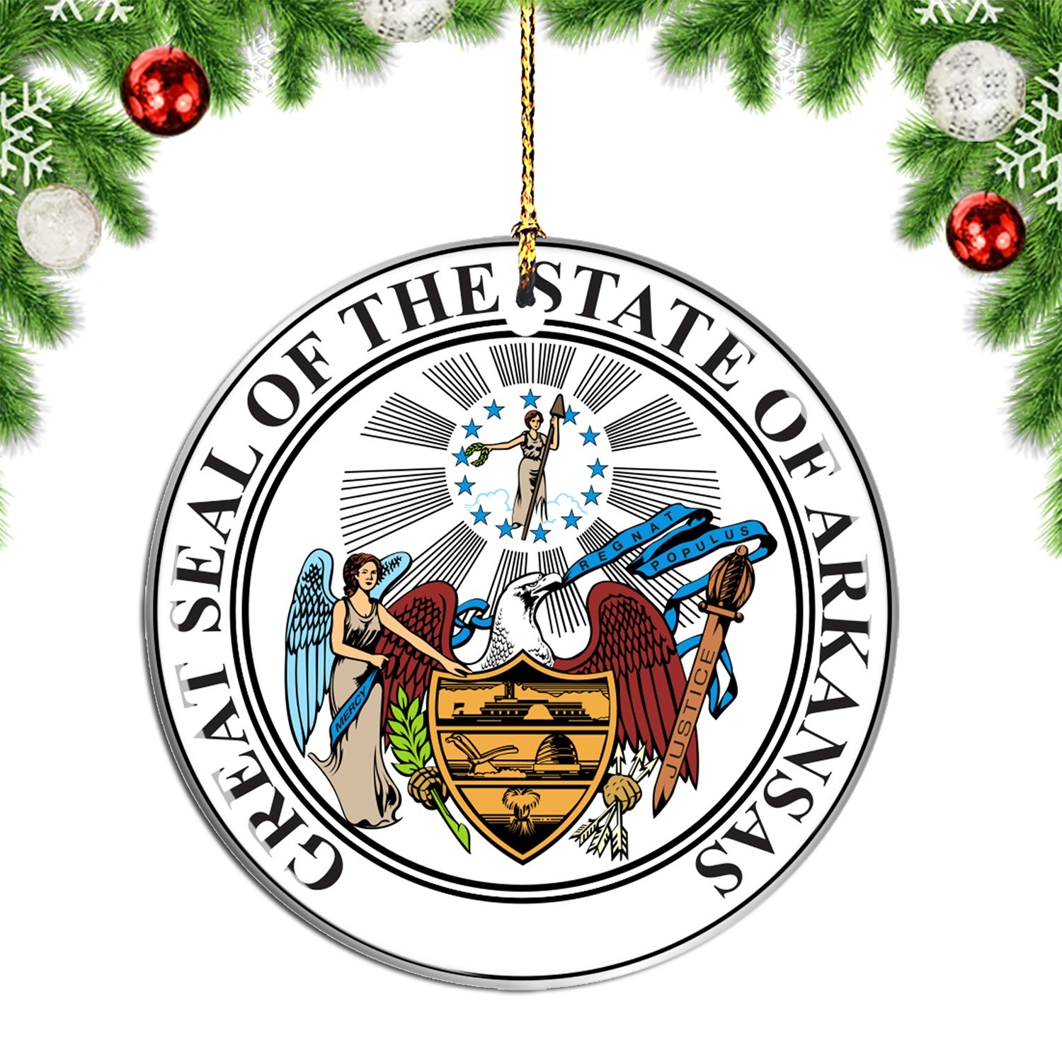 United States Arkansas State Flag Christmas ornament city travel souvenir