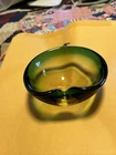 MCM Murano Alfredo Barbini Sommerso Art Glass Ashtray Green