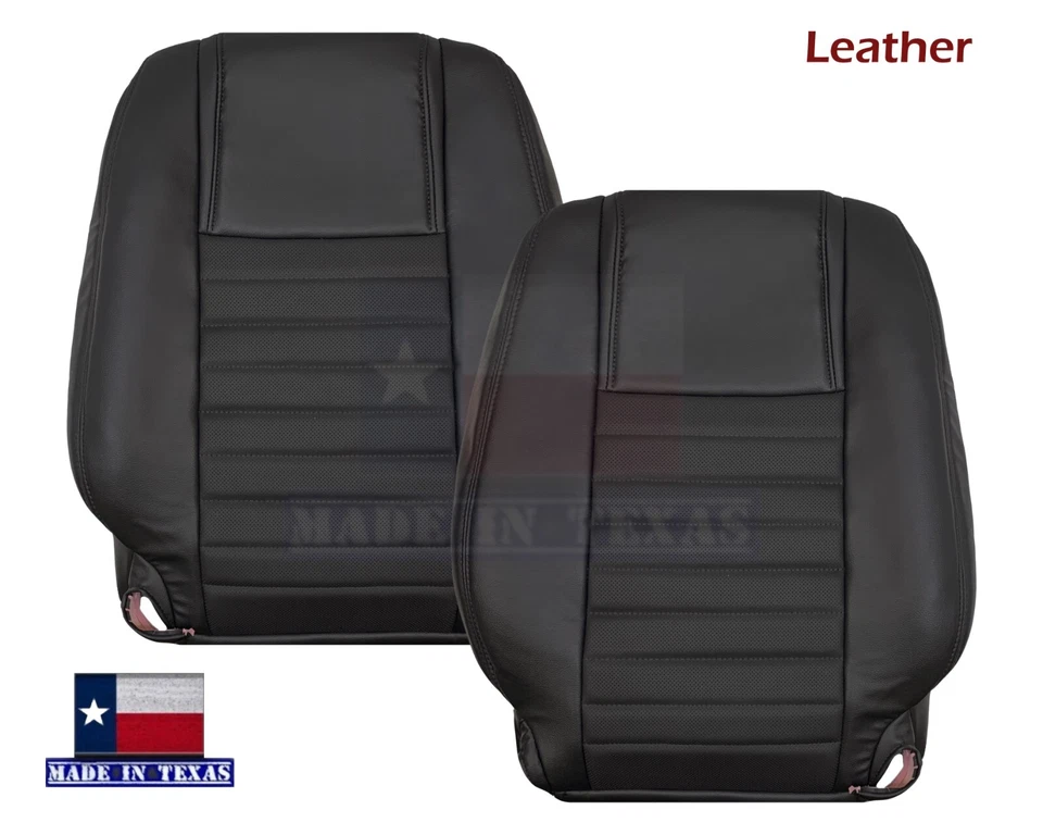 Fundas de asiento delanteras de cuero negras para Ford Mustang GT 2005-2009 convertible V8 Foto 4 de 4