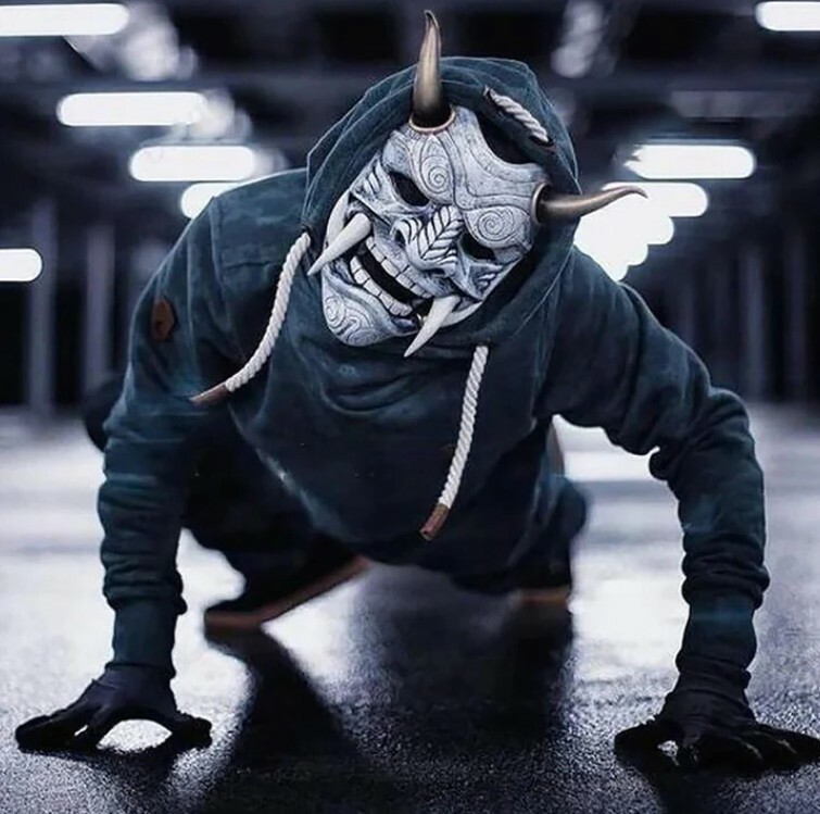 WEARABLE GREY JAPANESE ONI MASK HIGH QUALITY | eBay