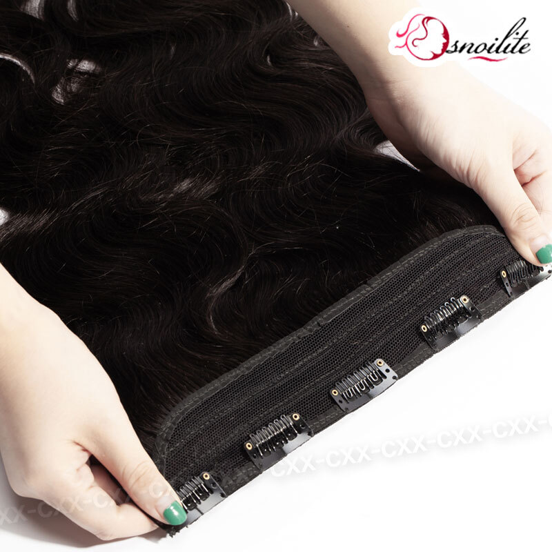 Easyouth Extension Echthaar Clip In Braun Haarverlangerung Clip In Echthaar Doppelt Tressen Clip