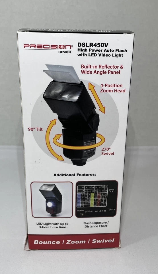 Precision Design DSLR450V High Power Auto Flash with LED Video Light Brand new - Image 3 of 4