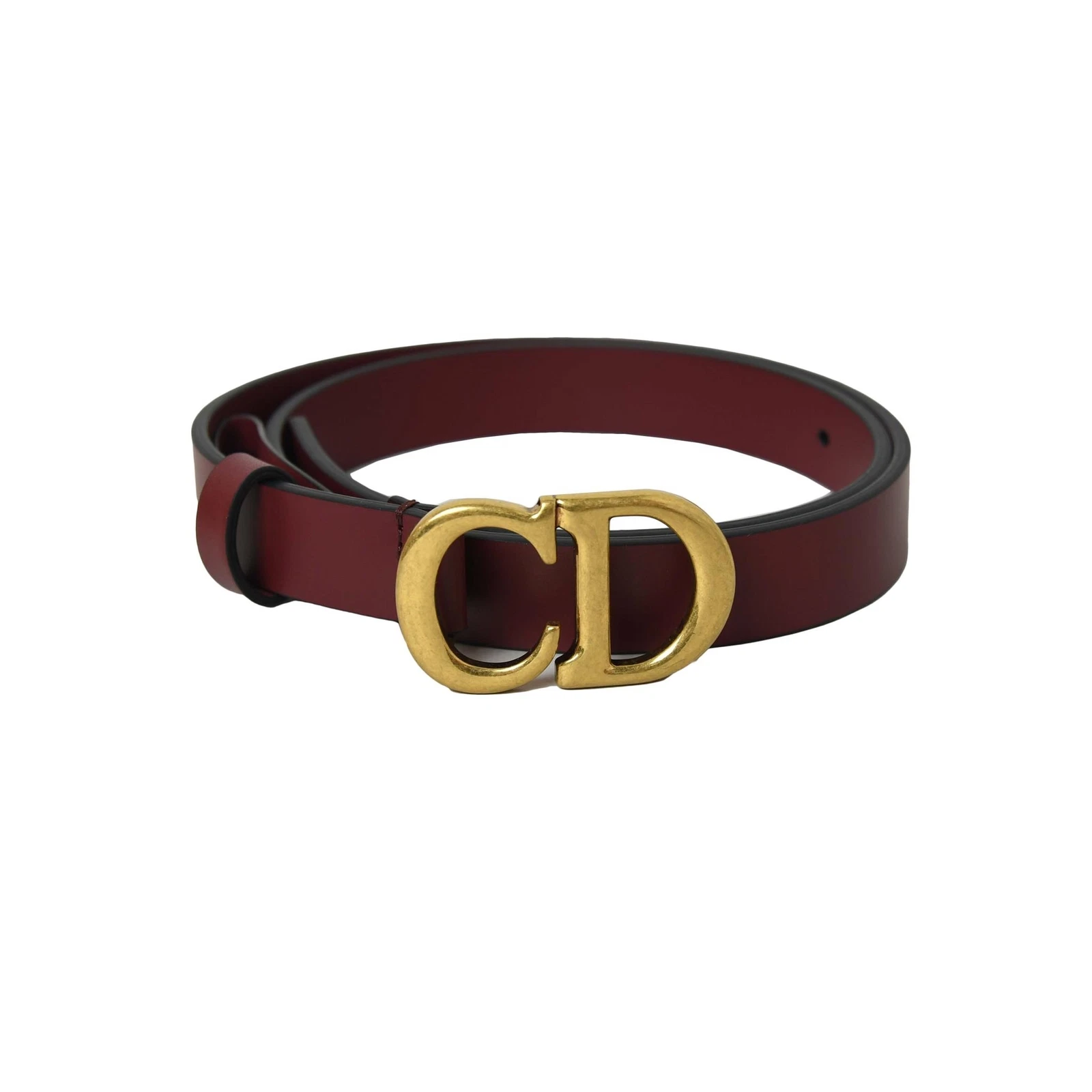 Ceinture Dior CD cuir boucle dorée rouge