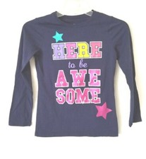 Sweet Blue Girl's PLACE HERE to be AWESOME Graphics Size XL 14 Tee Shirt