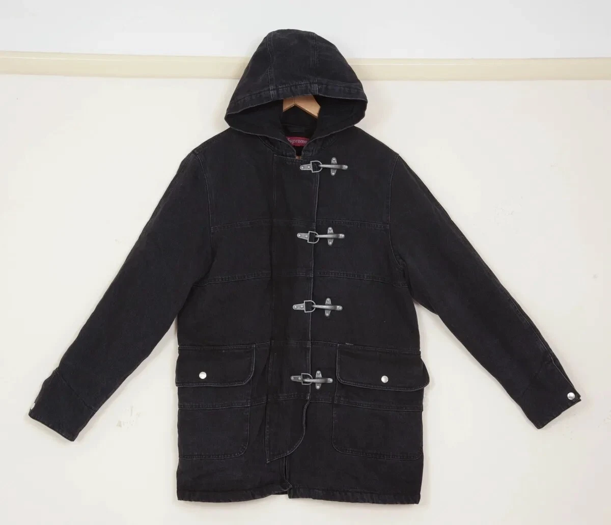 Supreme black heavyweight fireman's denim coat