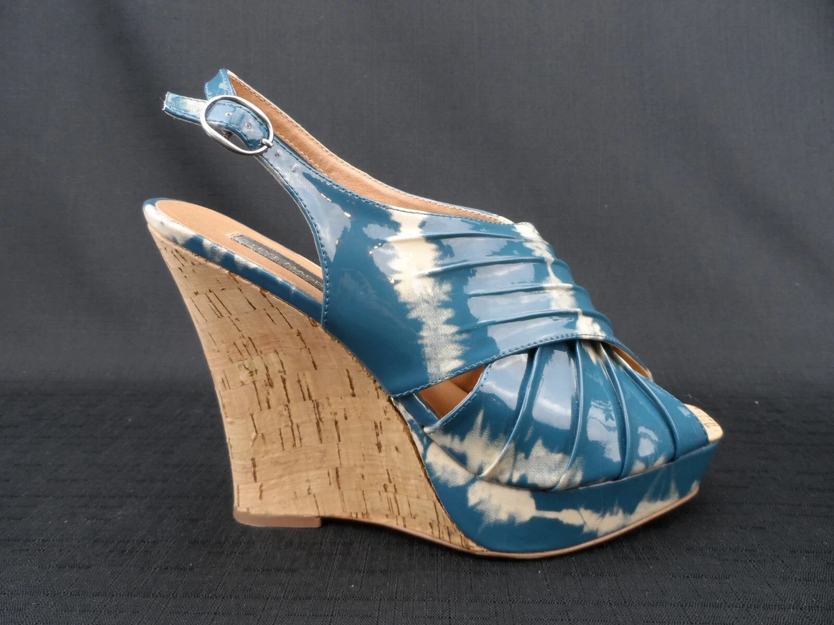 STEVE MADDEN Luxe Sadie Marbled Patent Peep Toe Platform Wedge