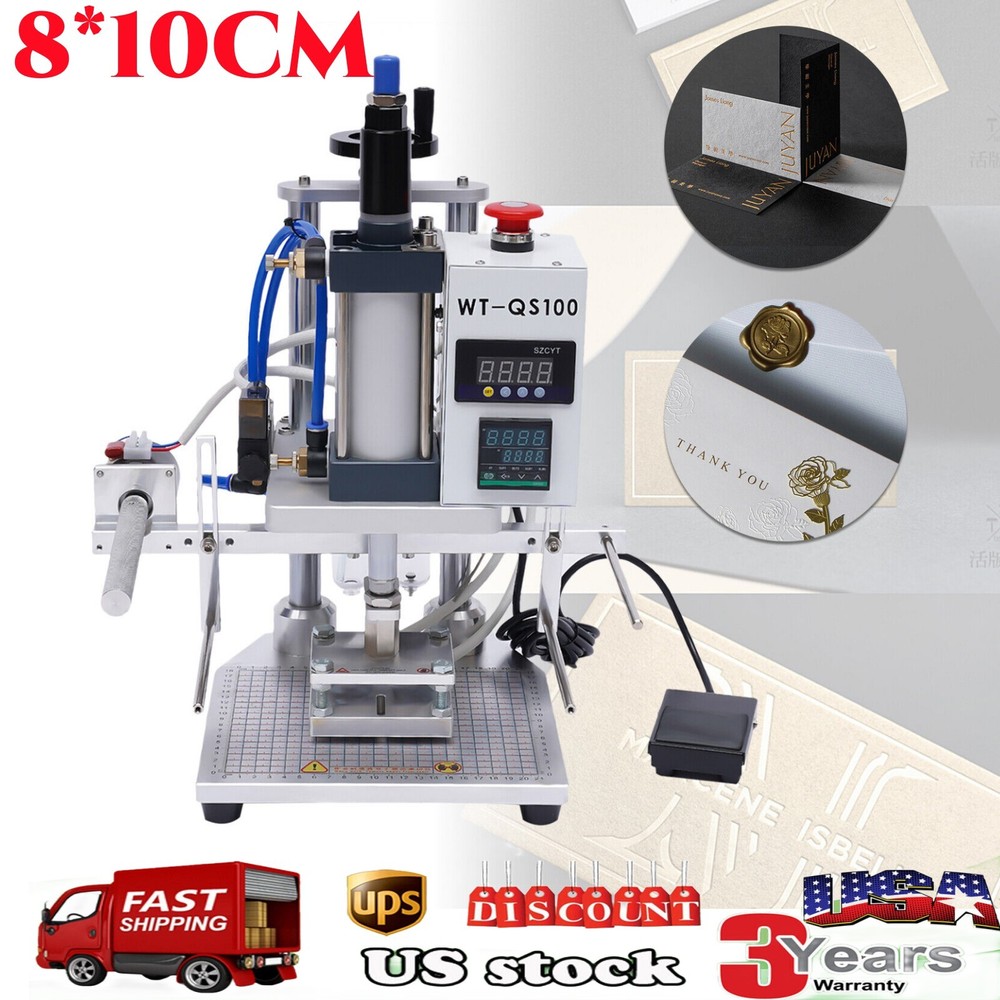 110V Air Pneumatic Hot Foil Stamping Machine 8*10CM Leather PU/PVC Logo Press