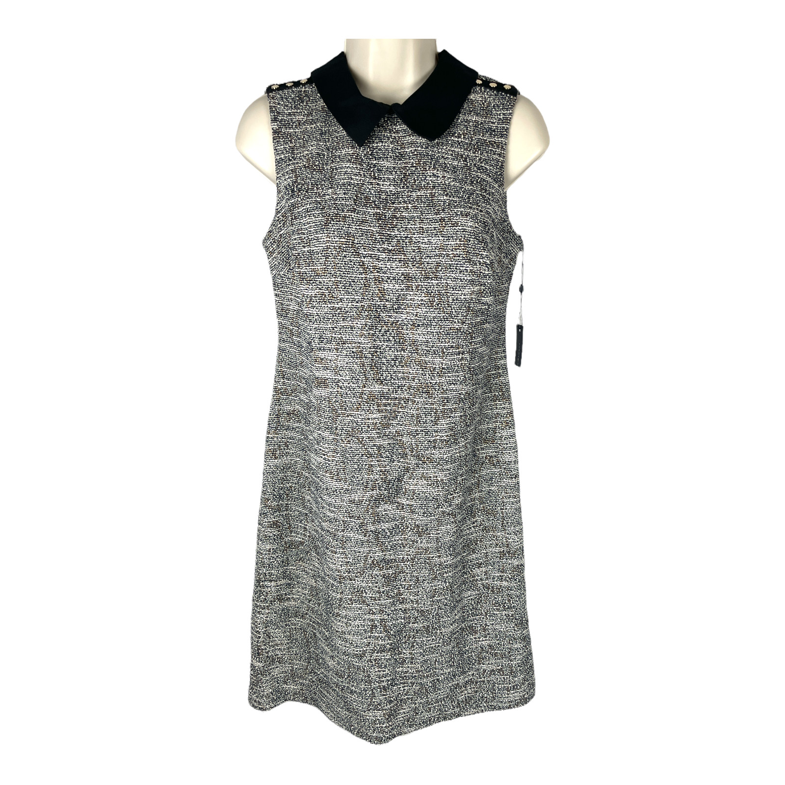Tommy Hilfiger - Women's Tweed Collared A-Line Dress - Black - Size 4