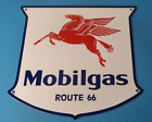 Vintage Mobil Sign - Route 66 Gasoline Pegasus Gas Pump Porcelain Sign