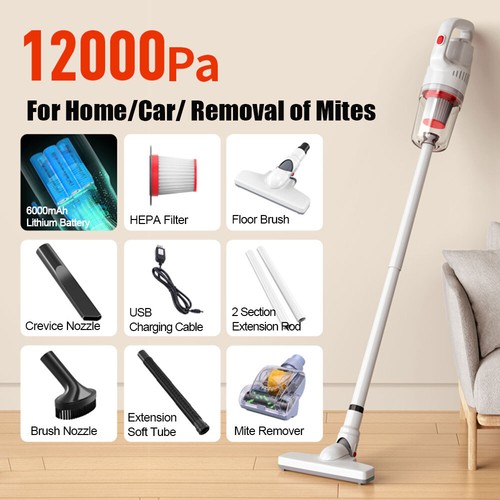 12Kpa 120W Powerful Suction Stick Vacuum Cleaner Cordless Handheld Vac Car Home - Picture 2 of 13