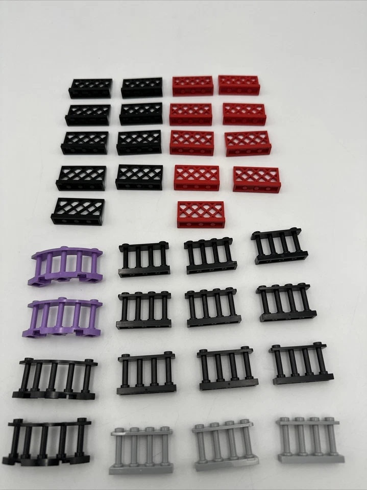 Lego Lote de 45 Piezas de Barandilla de Valla de Puerta Variedad Piezas de Construcción Rojo Negro Gris Foto 3 de 4