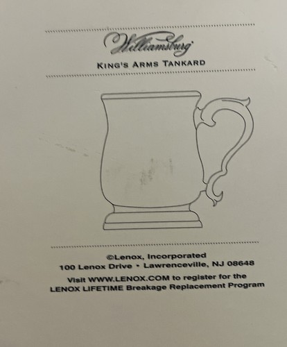 Lenox Williamsburg kings arms tankard cup silver plated hollowear cup - Picture 5 of 6