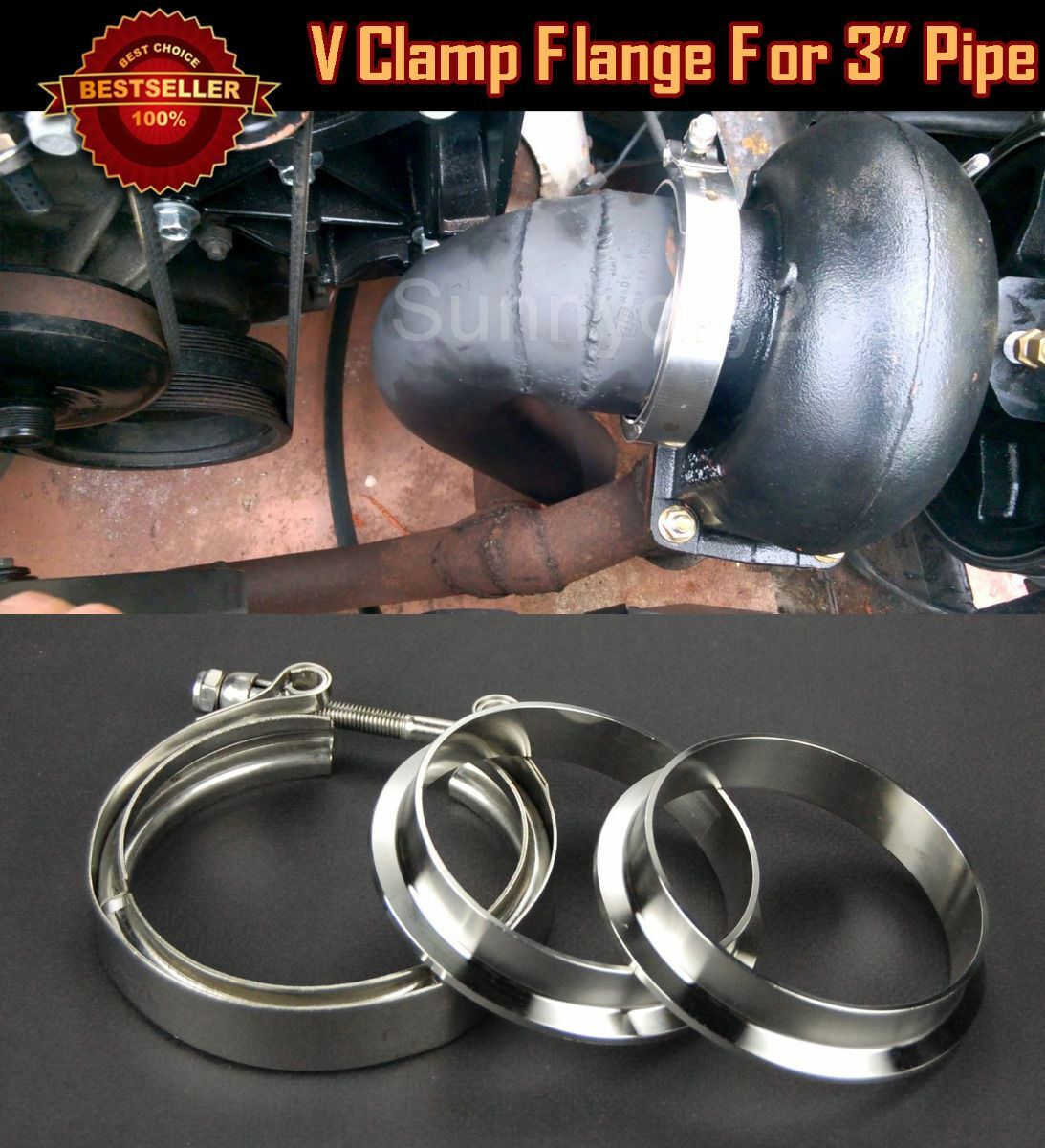 T304 Stainless Steel V-Band Clamp & Flange Kit For 3" Exhaust Pipes – Performance Upgrade