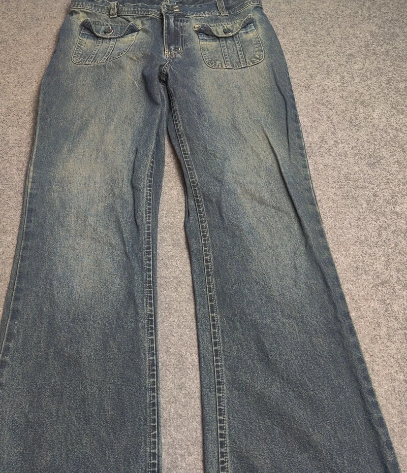 Jeans feminino vintage Bill Blass 6 azul pequeno Y2k bootleg cintura baixa bolso retrô - Imagem 4 de 4